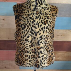 Leopard Print Faux Fur Vest